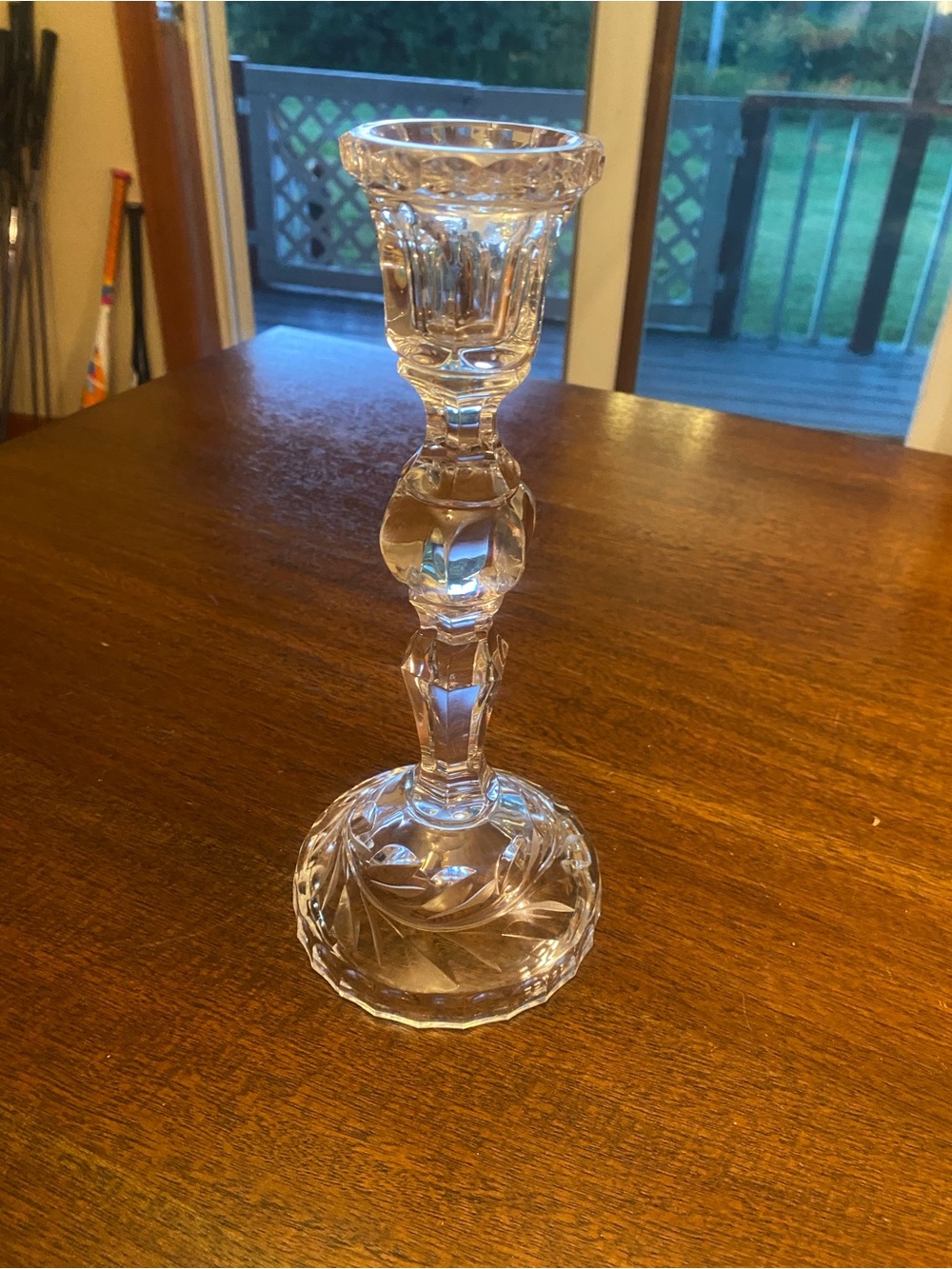 Vintage Cut Crystal Candlestick Holder Clear Glass Faceted Taper Candle 11in